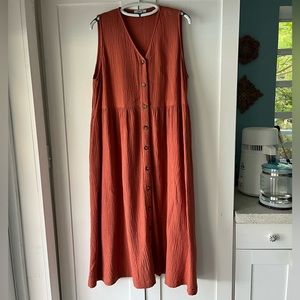MADEWELL Cotton Pinafore Button Front Dress (XXL)
